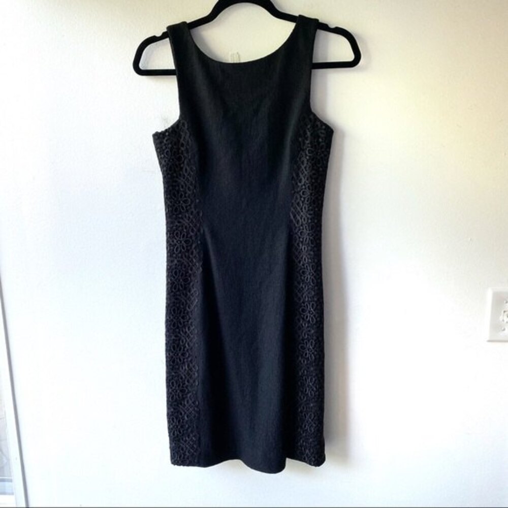 Banana Republic Black Wool Blend Lace Detail Mini Sheath Dress